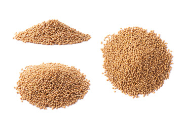 Pile of brown mustard seeds isolated