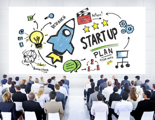 Fototapeta na wymiar Start Up Business Launch Success Corporate Seminar Concept