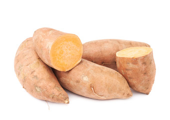 Pile of sweet potato plants isolated