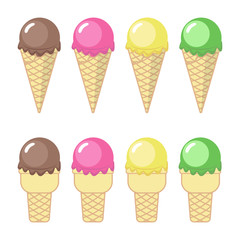 Ice Cream in a Waffle Cone Illustration Set