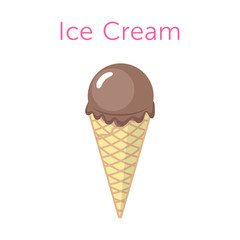 Ice Cream in a Waffle Cone Illustration