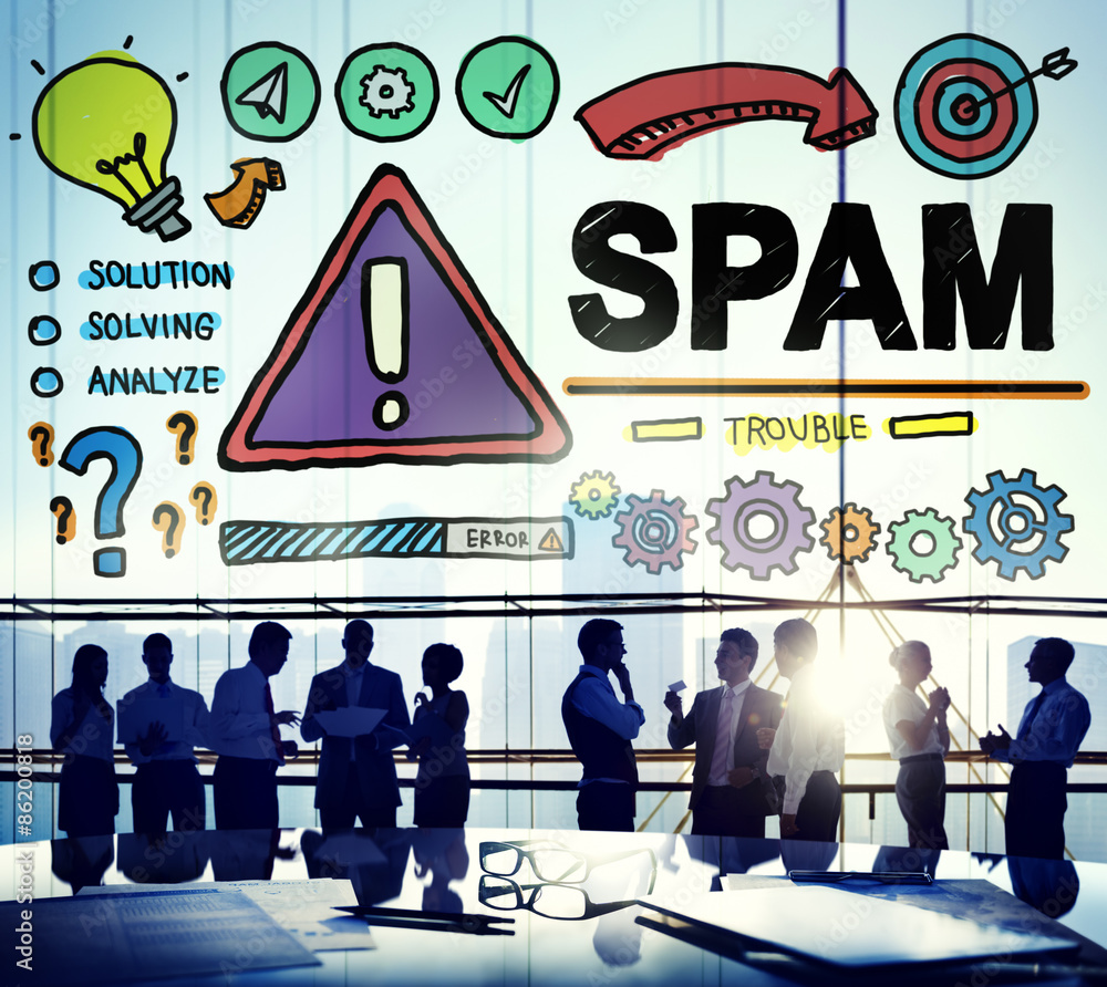 Poster spam problem virus online malware hacking concept