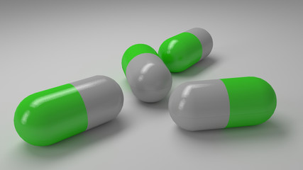 Green and White Pills