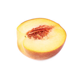 Half of a peach fruit isolated
