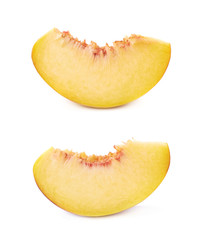 Peach fruit's slice isolated