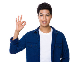 Indian man with ok sign gesture