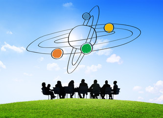 Obraz na płótnie Canvas Center Saturn Universe Leadership Responsibility Concept