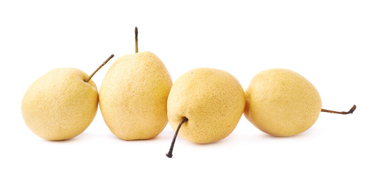 Four yellow pears composition isolated