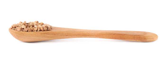 Full spoon of buckwheat isolated