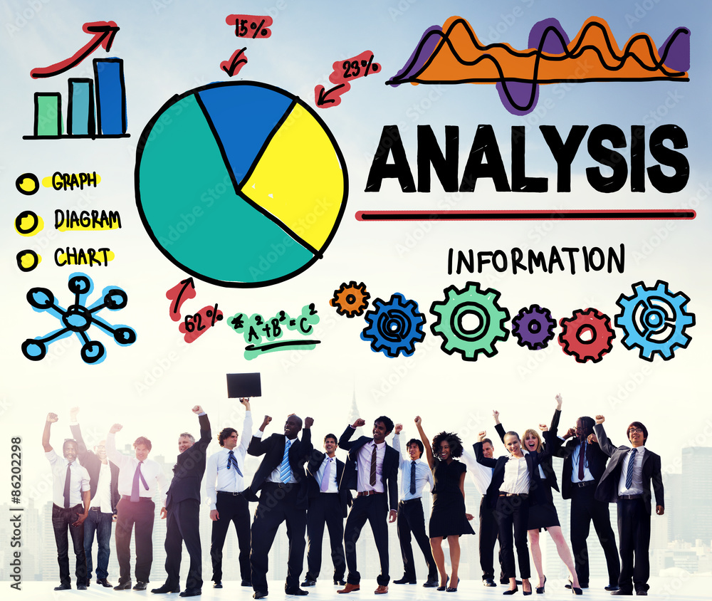 Poster analysis analytics analyze data information statistics concept