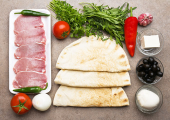 Ingredients for cooking quesadilla.