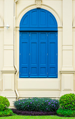 Blue door with roman style at Grand Palace Thailand