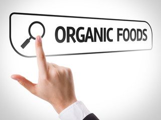 Organic Foods written in search bar on virtual screen