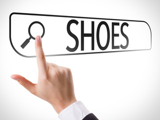 Shoes written in search bar on virtual screen