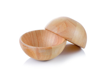 Wooden bowl isolated on white background