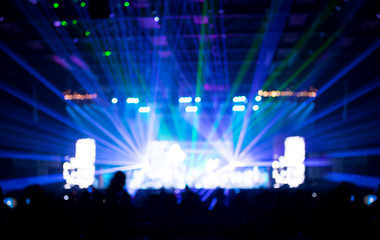 Blurred background : Bokeh lighting in concert with audience ,Mu