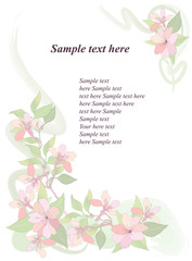 Floral border background Flower spring greeting cad or cover with copy space.