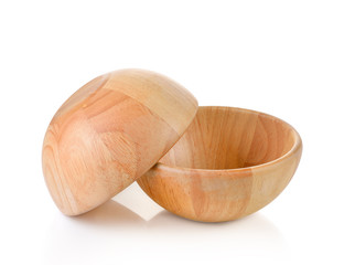 Wooden bowl isolated on white background