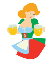 Girl with bear - cartoon for oktoberfest