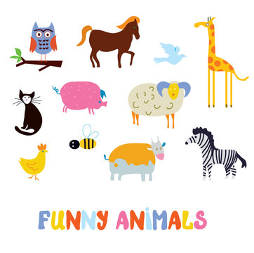 Funny animals set - simple design