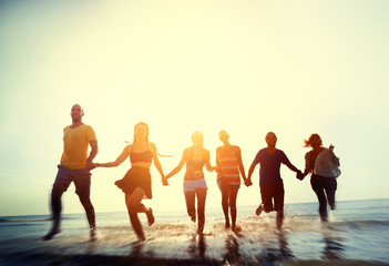 Naklejka premium Friendship Freedom Beach Summer Holiday Concept