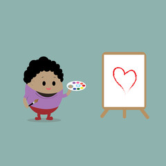 Vector of Artist painting the red heart