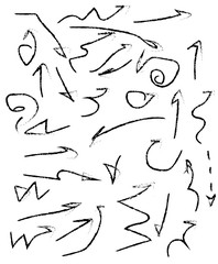 Vector set of hand draw black arrow