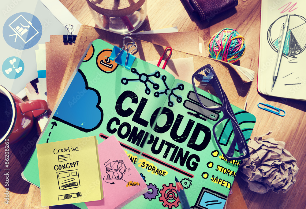 Poster cloud computing connection network internet storage concept
