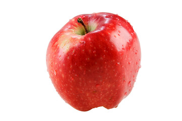 wet red delicious apple isolated on white