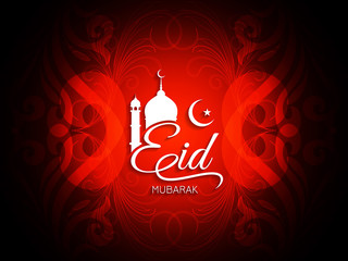 Religious red color Eid Mubarak background design.