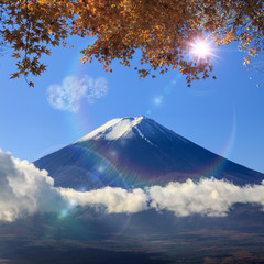 Image of sacred mountain of Fuji in the background at Japan