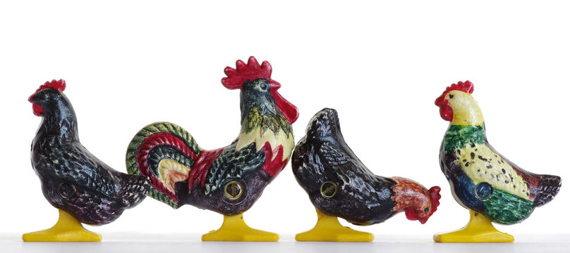 rooster and hen toy plastic