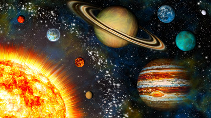 Obraz na płótnie Canvas 3D Widescreen Solar System