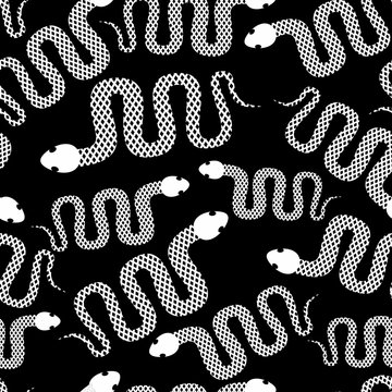 Silhouettes snakes seamless pattern. Vector background of desert