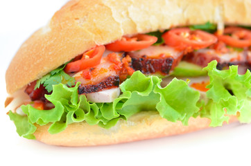 Banh mi on white background