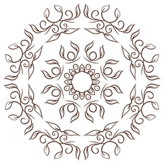 the abstract design of a circular pattern. Round Mandala.