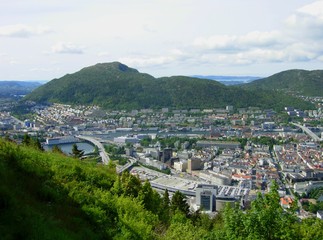 Panorama of the city of Bergen (Norway)