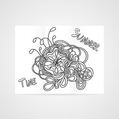 Poster with abstract hamd drawn flower.