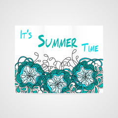 Summers brochure with abstract hamd drawn flower.