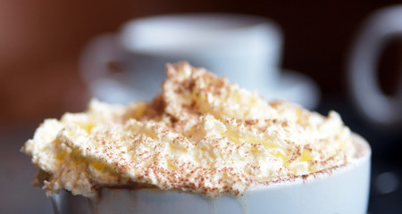 Close up shot of coffee cream foam