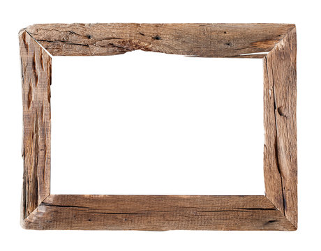 Wooden Frame / Rustic wood frame isolated on the white background with clipping path