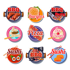 Set Stickers of Food