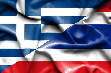 Waving flag of Thailand and Greece