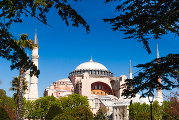 Hagia Sophia museum, Istanbul, Turkey. Aya Sofia mosque exterior
