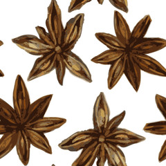 seamless pattern with spice, drawing by watercolor