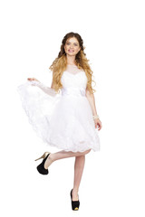 Naklejka premium Young bride with beautiful wedding hairstyle