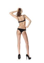 Beautiful full body brunette beauty woman in sexy underwear