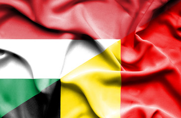 Fototapeta premium Waving flag of Belgium and Hungary