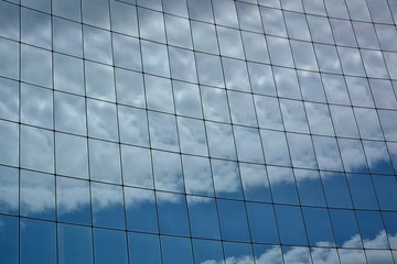 Glass facade of modern office building