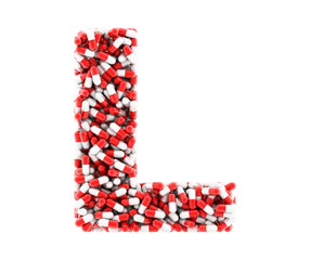 The letter L of the medications on a white background.